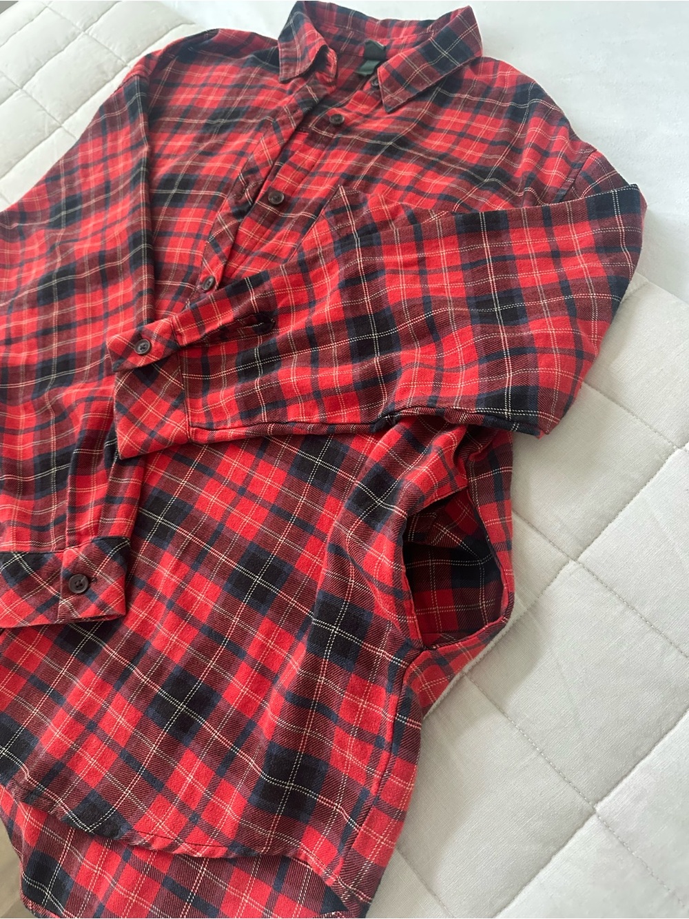 wild fable Red and Black Plaid Button-Down Shirt - Picture 3 of 5